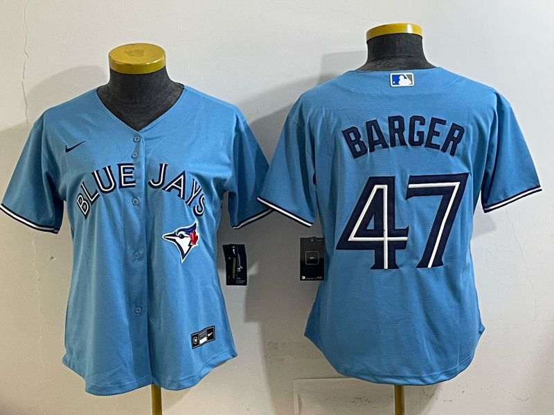 Women 2025 Nike Toronto Blue Jays #47 Barger Light Blue Game MLB Jersey 05